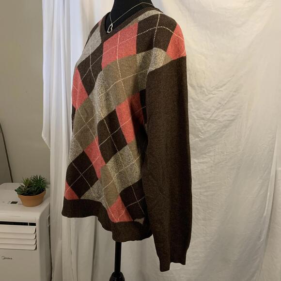 woolmark vintage argyle pattern wool sweater - Picture 2 of 5